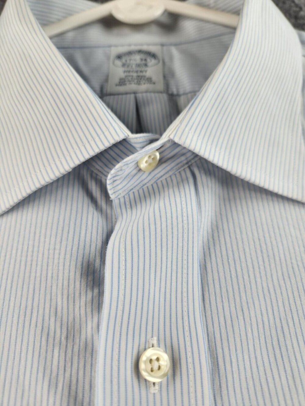 Brooks Brothers 17.5 34 Regent Non Iron Shirt Long Sleeve Button Up Men Cotton - Picture 9 of 16